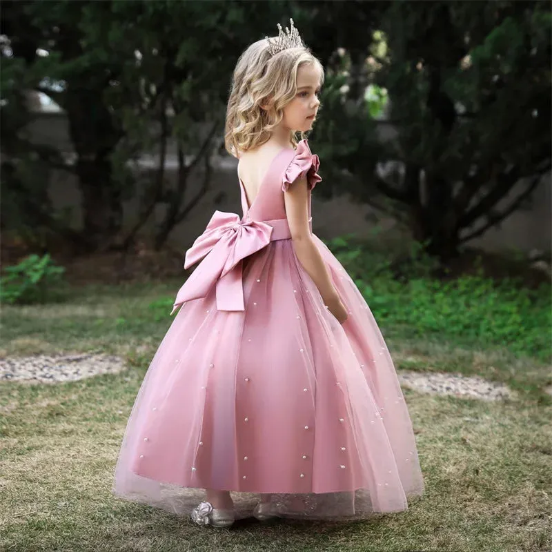 White Tulle Flower Girls Dress