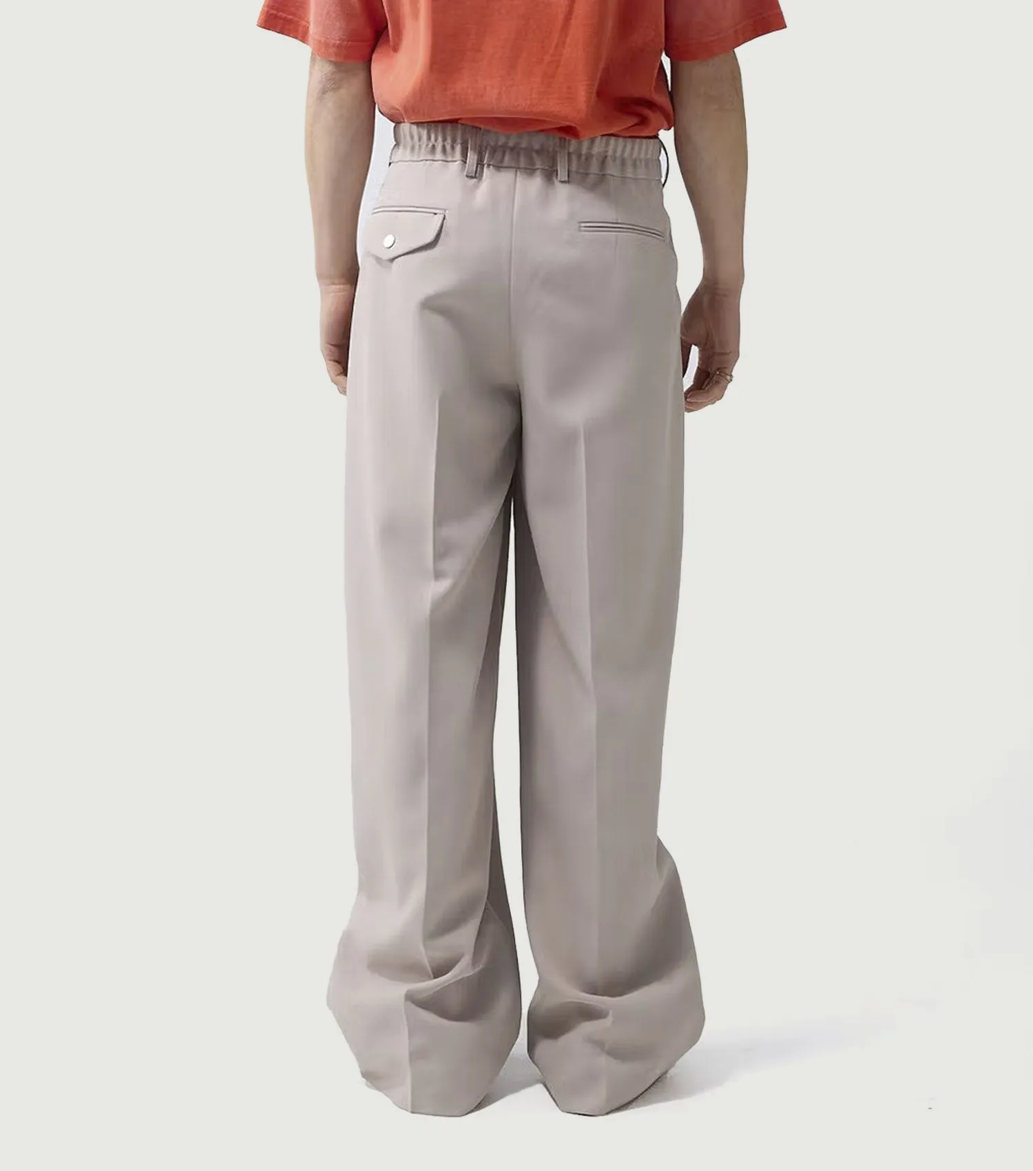 Wide Leg After Trousers Beige
