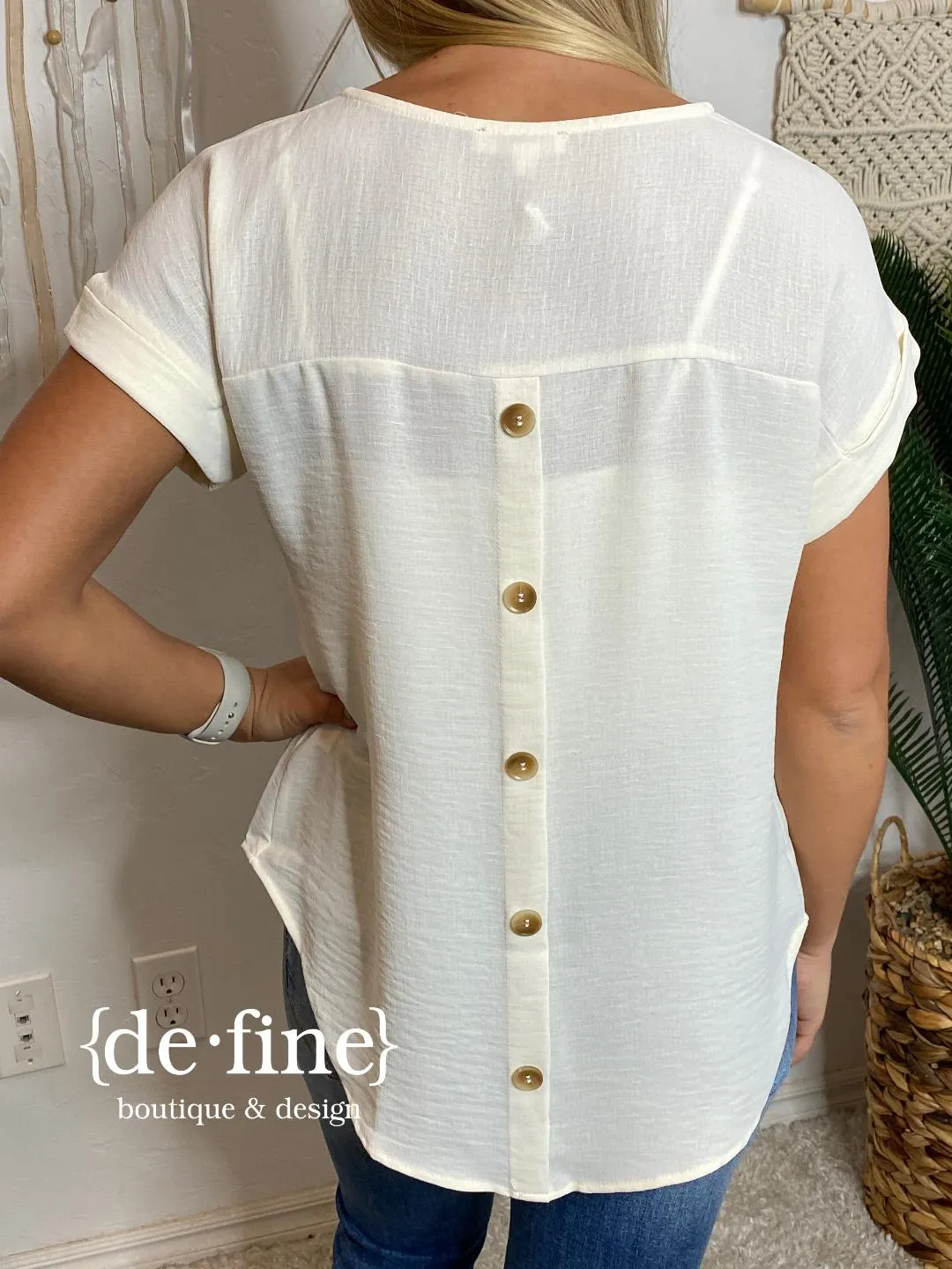 Willow V-Neck Blouse with Pocket in Ivory and Teal