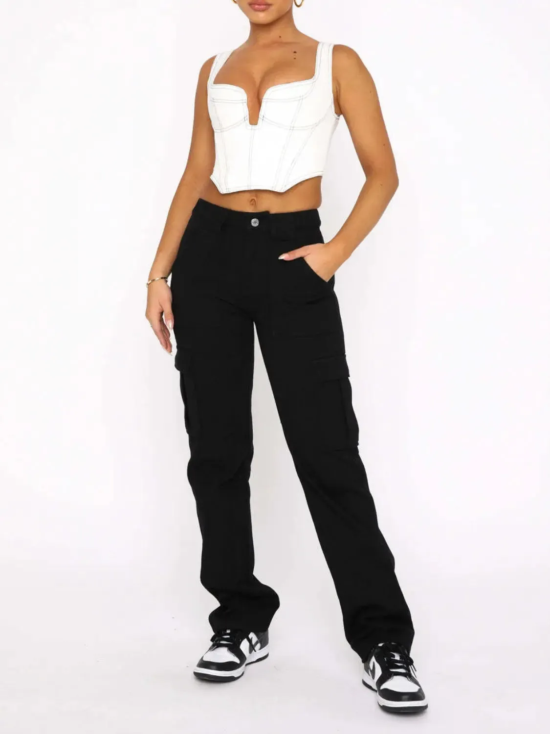 'Wisteria' High Waisted Cargo Pants