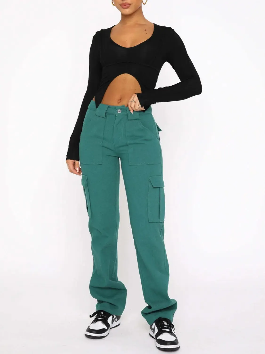 'Wisteria' High Waisted Cargo Pants