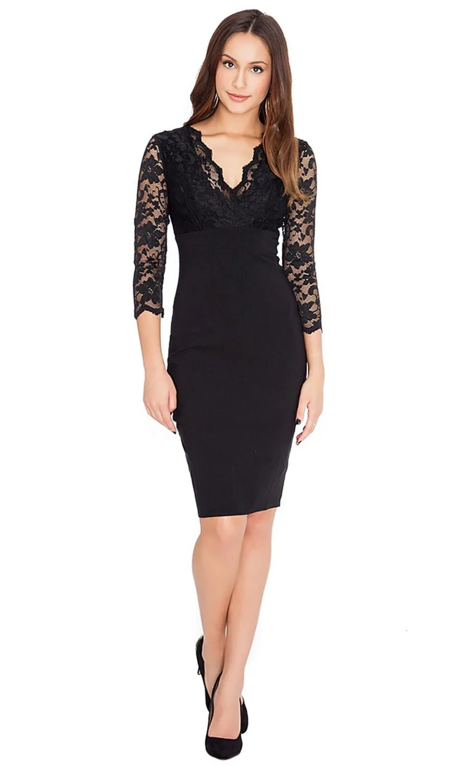 Women Party Dresses Fashion Black Lace Dress Women Bodycon High Waist Pencil Dress Embroidery V Neck Clothes Green