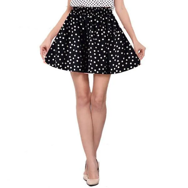 Women Retro High Waist Pleated Floral Chiffon Mini Short Casual Skirts Sweet