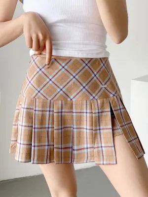 Women Skirts Street wear Slim Pleated for Female Skirts Summer Plaid Skirt for Female