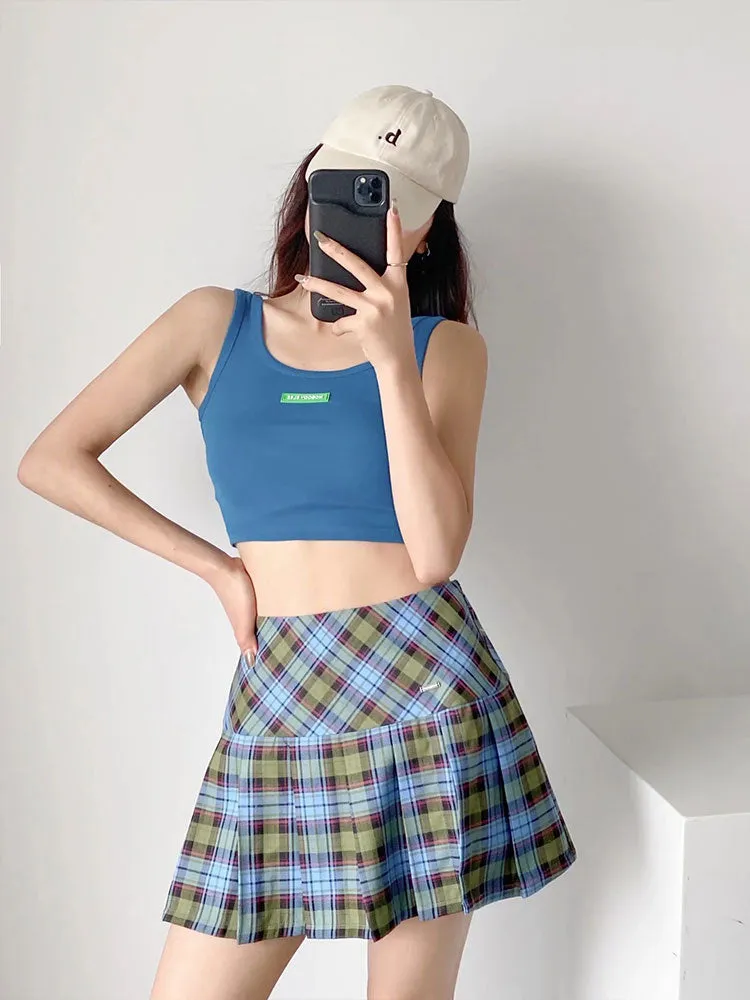 Women Skirts Street wear Slim Pleated for Female Skirts Summer Plaid Skirt for Female