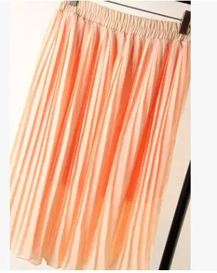 women's bohemian chiffon pleated bust skirts woman casual beach skirt 7 colors