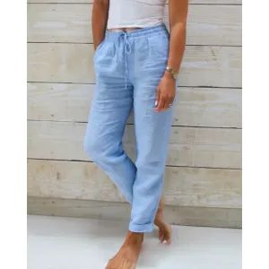 Women's Casual High Waisted Beach Pants | Cropped