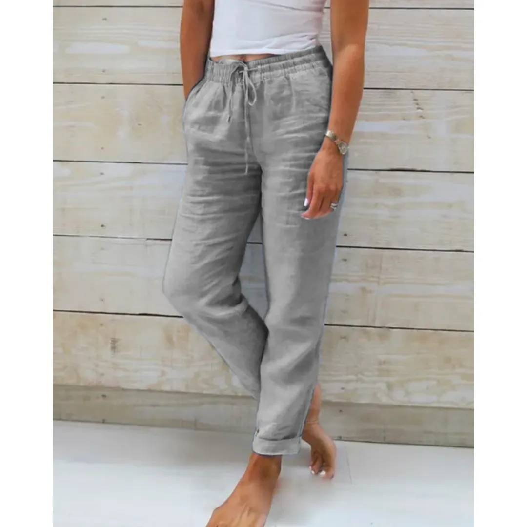 Women's Casual High Waisted Beach Pants | Cropped