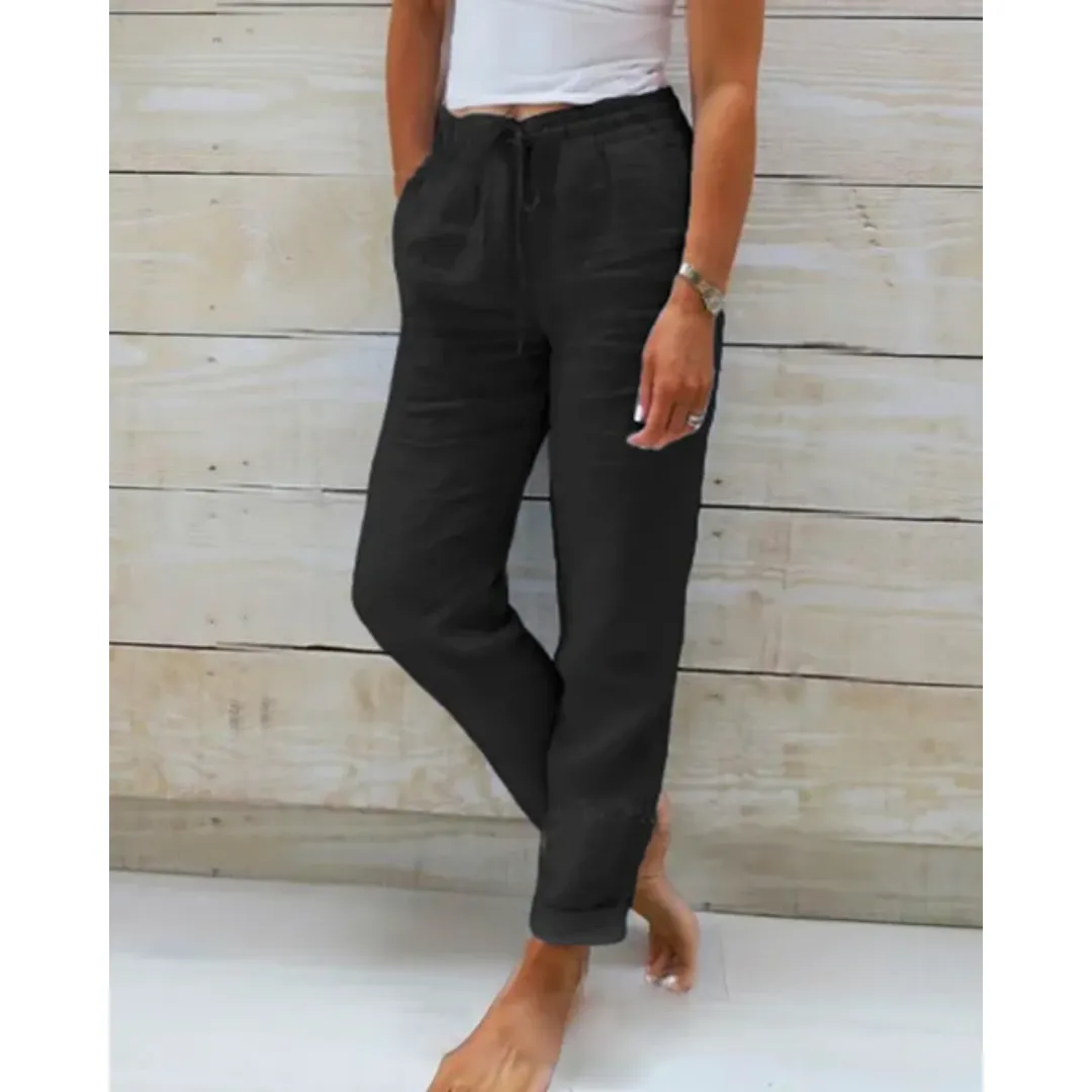 Women's Casual High Waisted Beach Pants | Cropped
