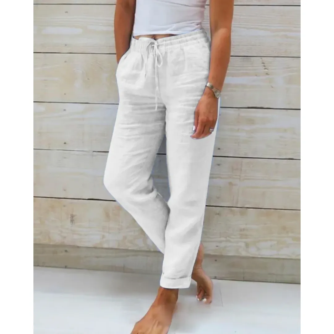 Women's Casual High Waisted Beach Pants | Cropped