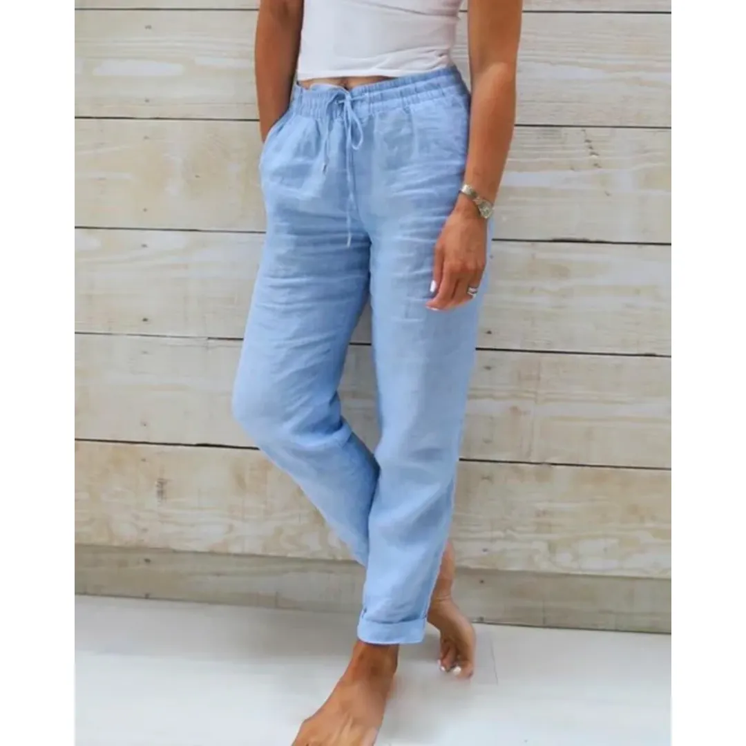 Women's Casual High Waisted Beach Pants | Cropped