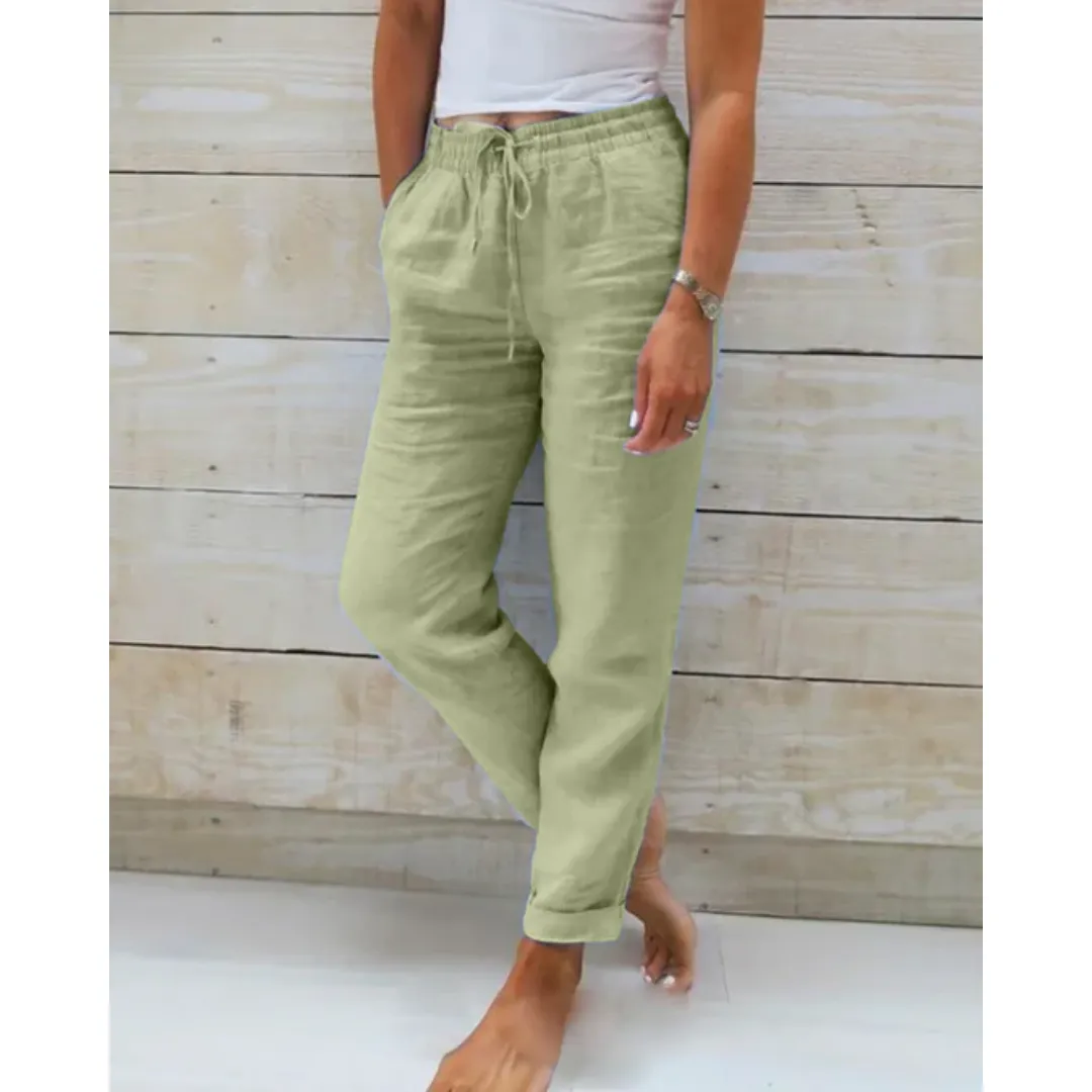Women's Casual High Waisted Beach Pants | Cropped