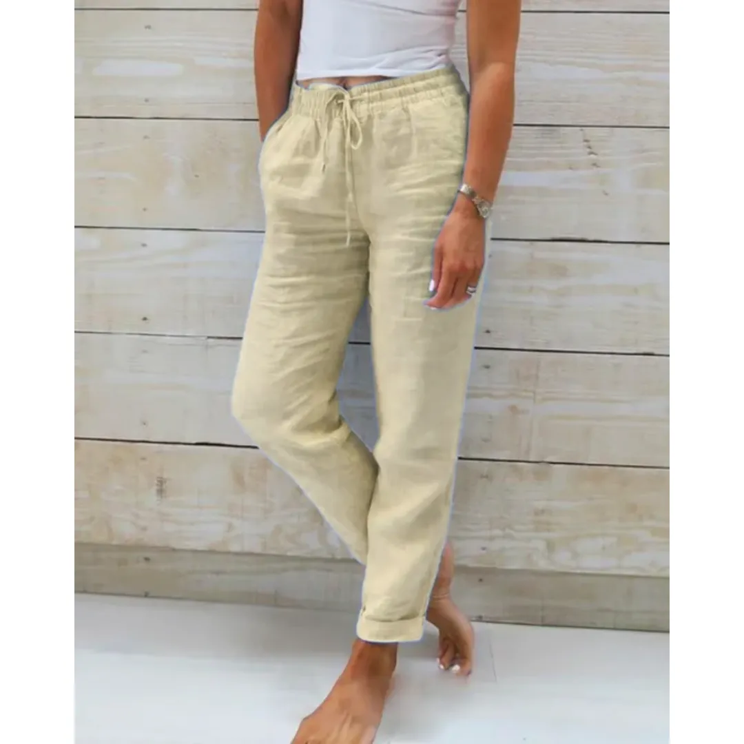 Women's Casual High Waisted Beach Pants | Cropped
