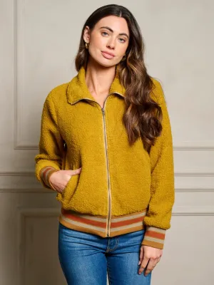 WOMEN'S LONG SLEEVE POCKETS ZIP UP SHERPA JACKET
