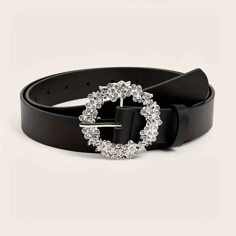 Women's Plus Size Rhinestone Round Buckle Waist Belt