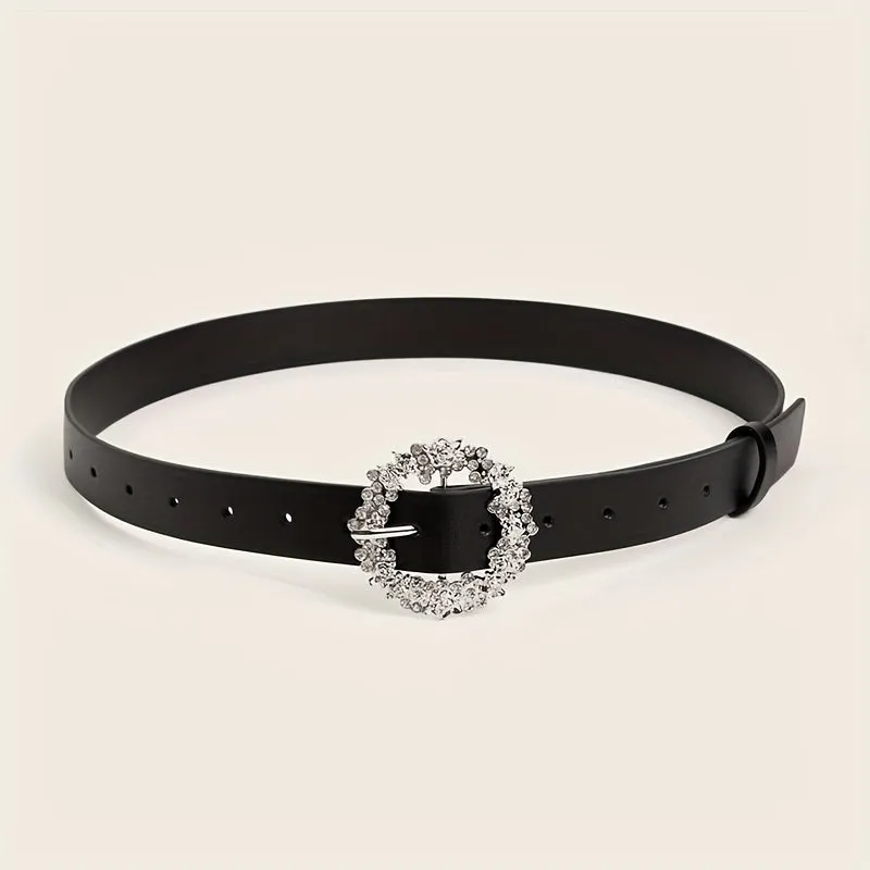 Women's Plus Size Rhinestone Round Buckle Waist Belt