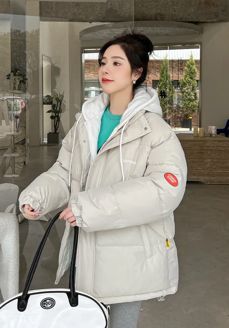 Women's Relaxed-Fit Faux Two-Piece Puffer Jacket for Everyday Use