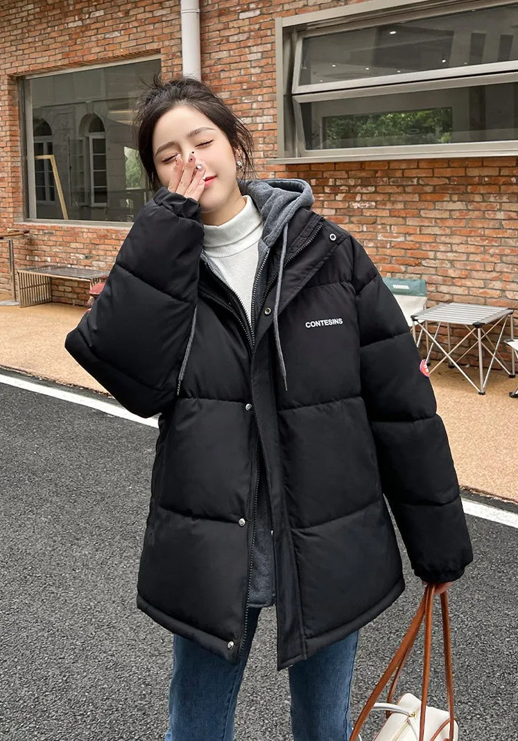 Women's Relaxed-Fit Faux Two-Piece Puffer Jacket for Everyday Use