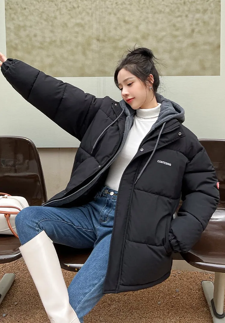 Women's Relaxed-Fit Faux Two-Piece Puffer Jacket for Everyday Use