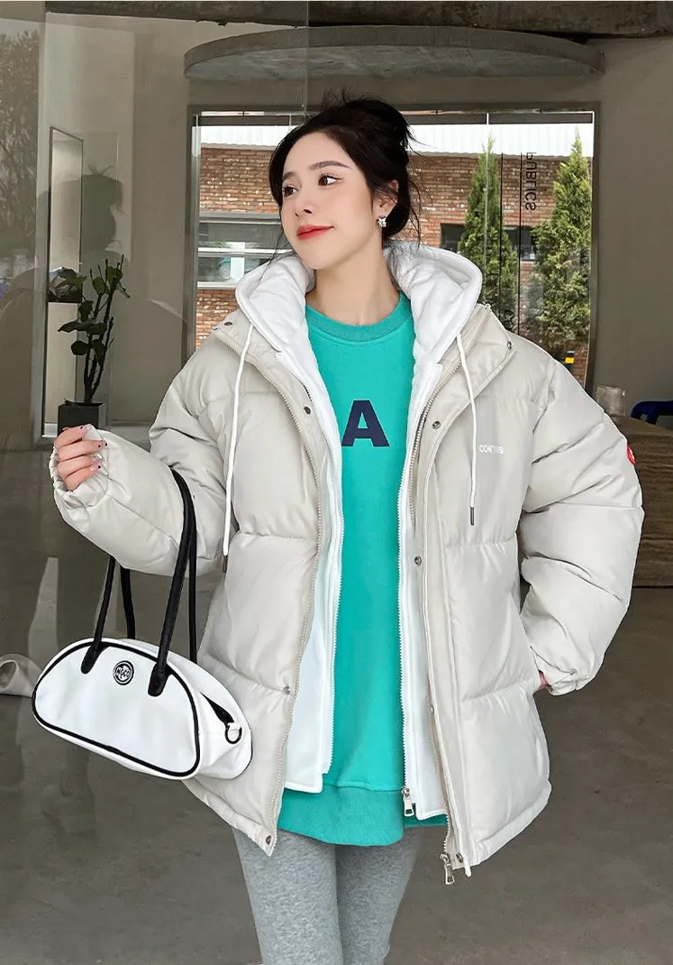 Women's Relaxed-Fit Faux Two-Piece Puffer Jacket for Everyday Use