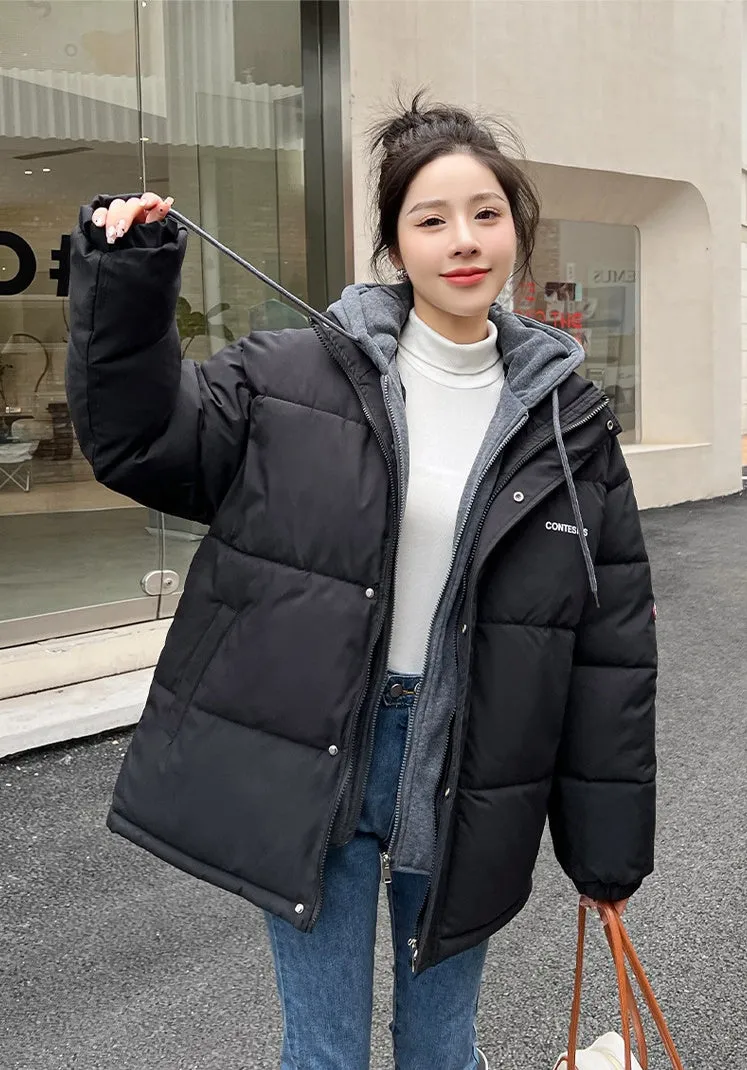 Women's Relaxed-Fit Faux Two-Piece Puffer Jacket for Everyday Use