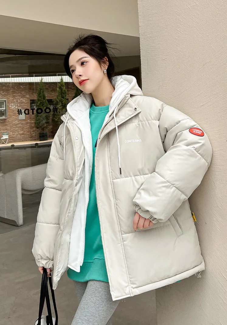 Women's Relaxed-Fit Faux Two-Piece Puffer Jacket for Everyday Use