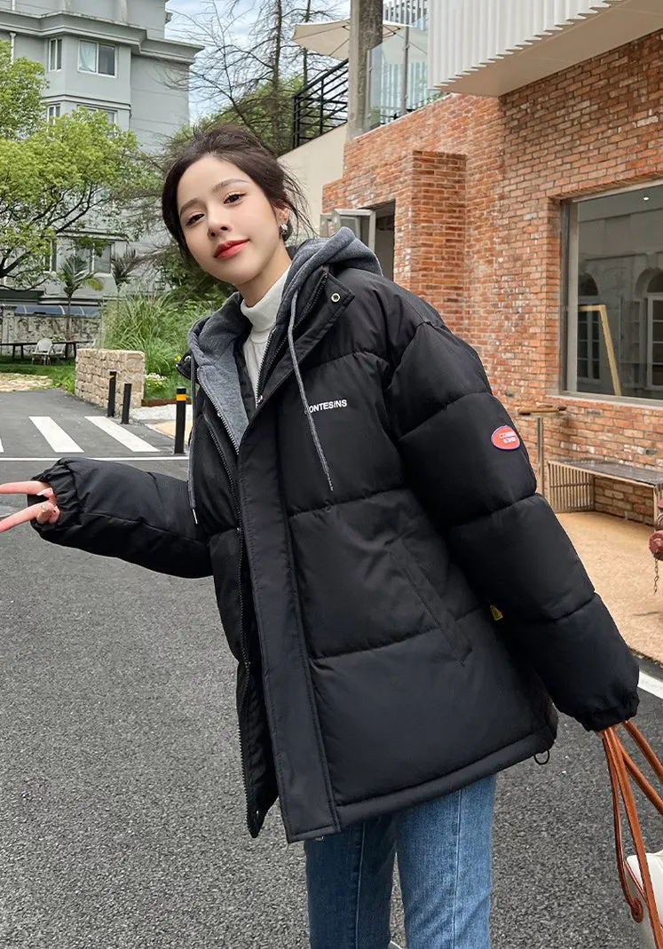Women's Relaxed-Fit Faux Two-Piece Puffer Jacket for Everyday Use