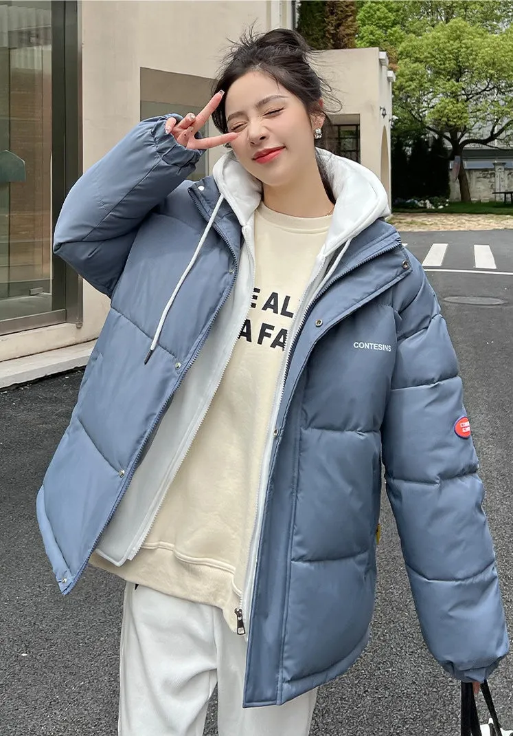 Women's Relaxed-Fit Faux Two-Piece Puffer Jacket for Everyday Use