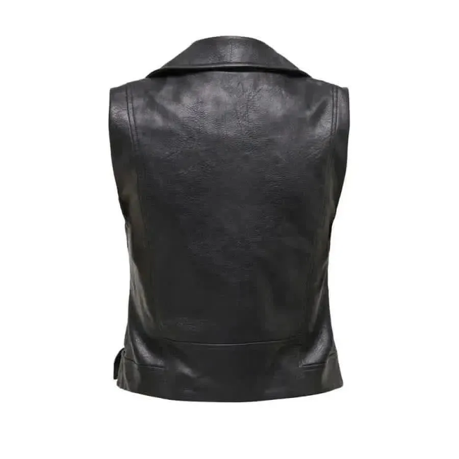 Women's Sleeveless Black Jacket with Zip Pockets