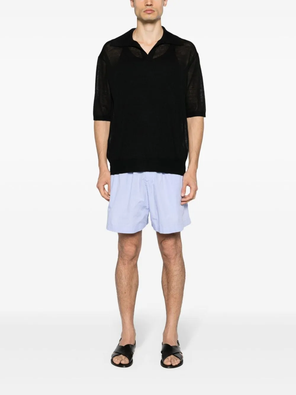Wool and silk blend polo shirt