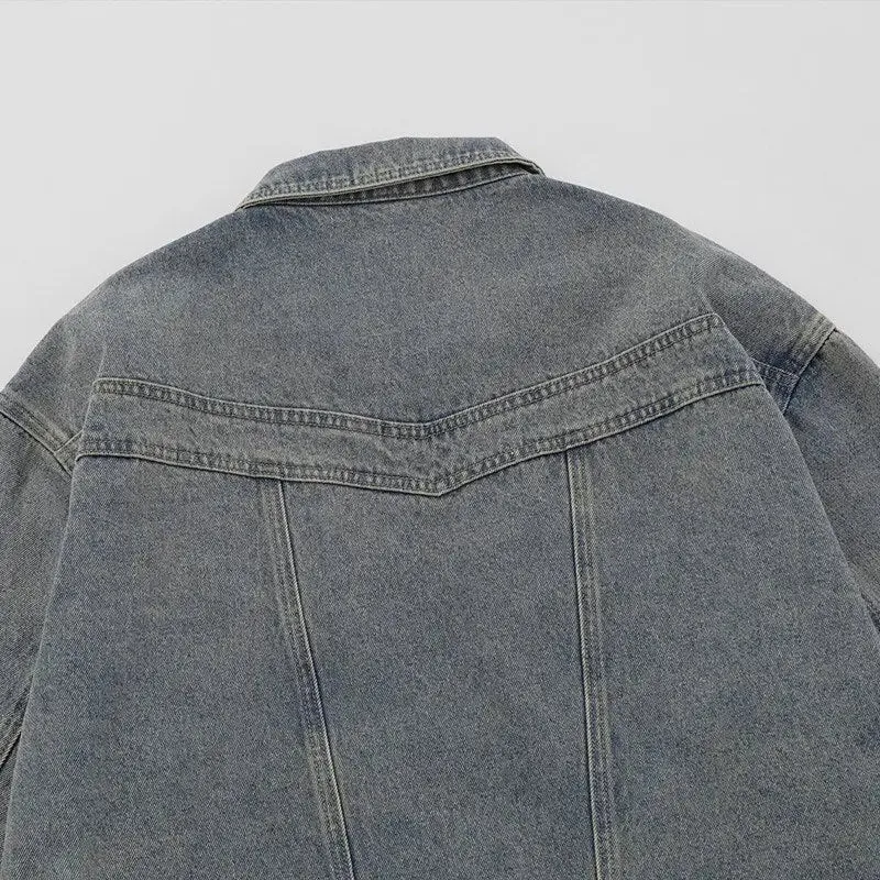 Y2K Oversized Plain Washed Denim Jacket for Fashion-Forward Style