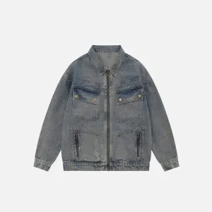 Y2K Oversized Plain Washed Denim Jacket for Fashion-Forward Style