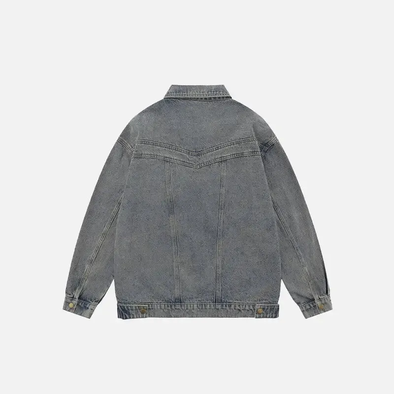 Y2K Oversized Plain Washed Denim Jacket for Fashion-Forward Style