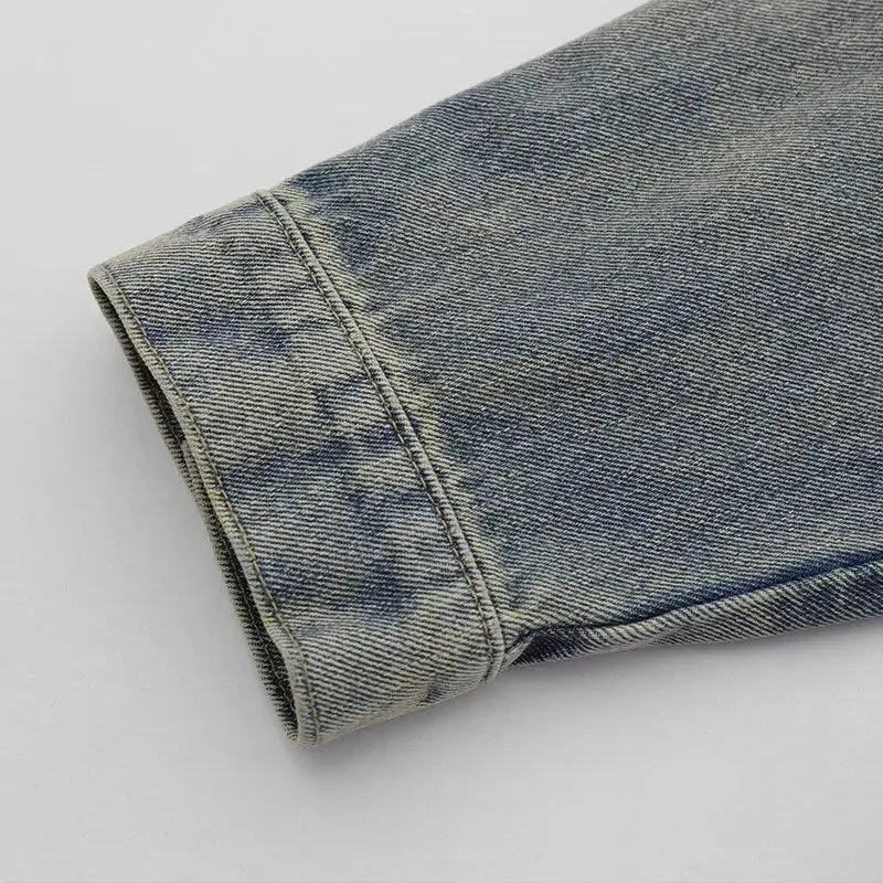 Y2K Oversized Plain Washed Denim Jacket for Fashion-Forward Style