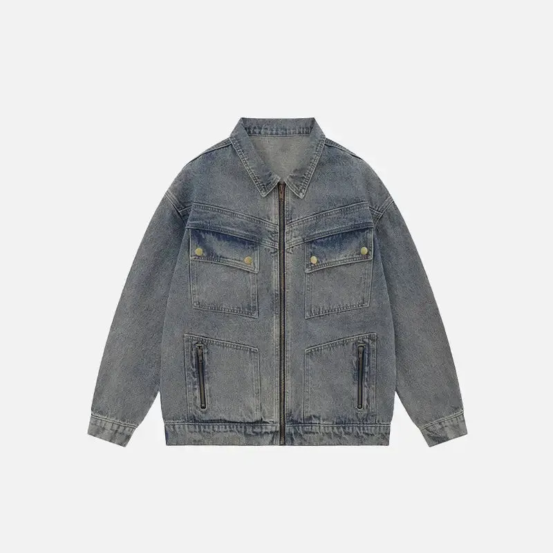 Y2K Oversized Plain Washed Denim Jacket for Fashion-Forward Style