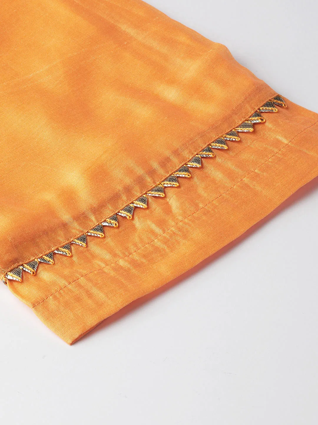 Yellow Embroidered Chanderi Kurta With Pants
