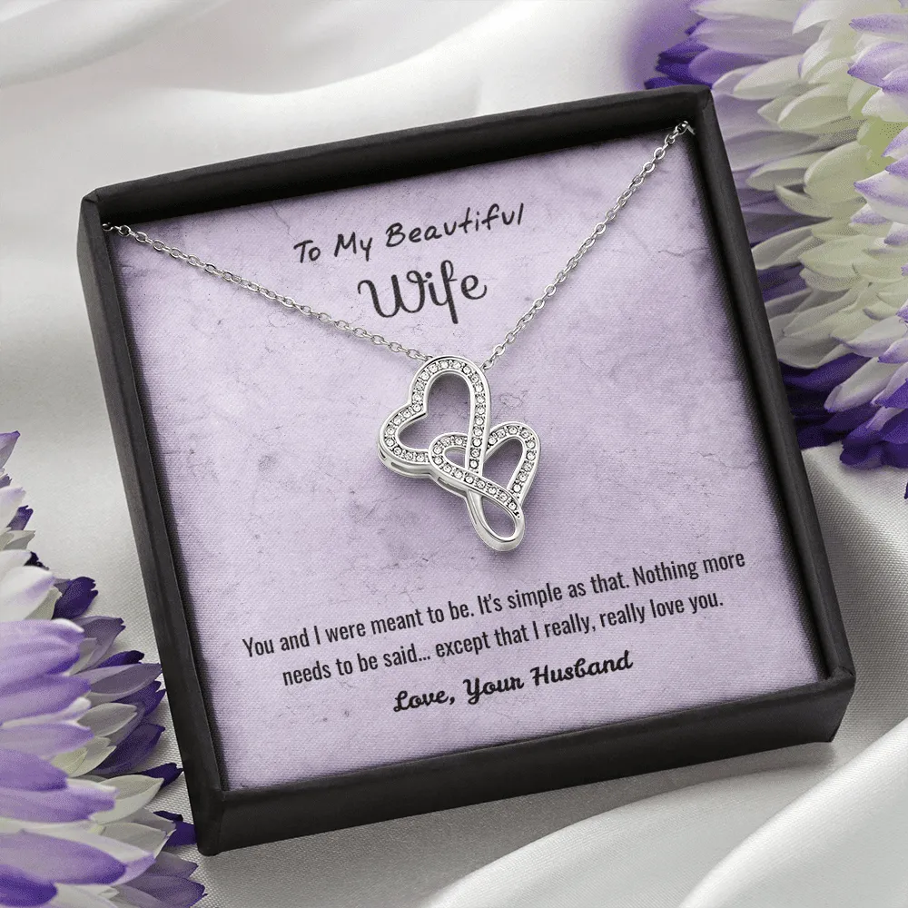 You and I Were Meant to Be - Double Hearts Necklace Message Card