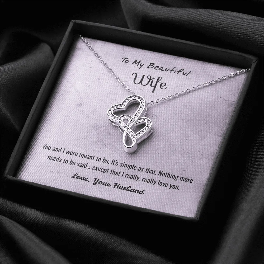 You and I Were Meant to Be - Double Hearts Necklace Message Card