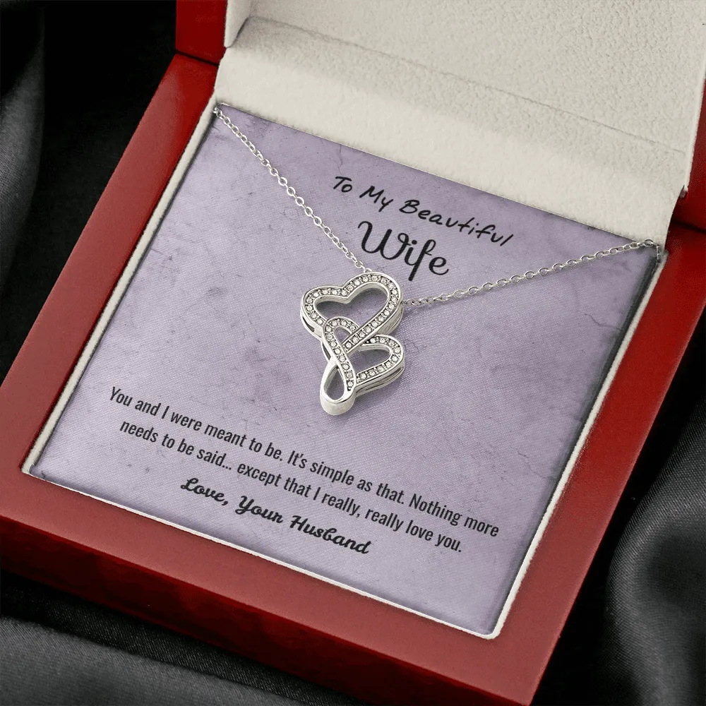 You and I Were Meant to Be - Double Hearts Necklace Message Card