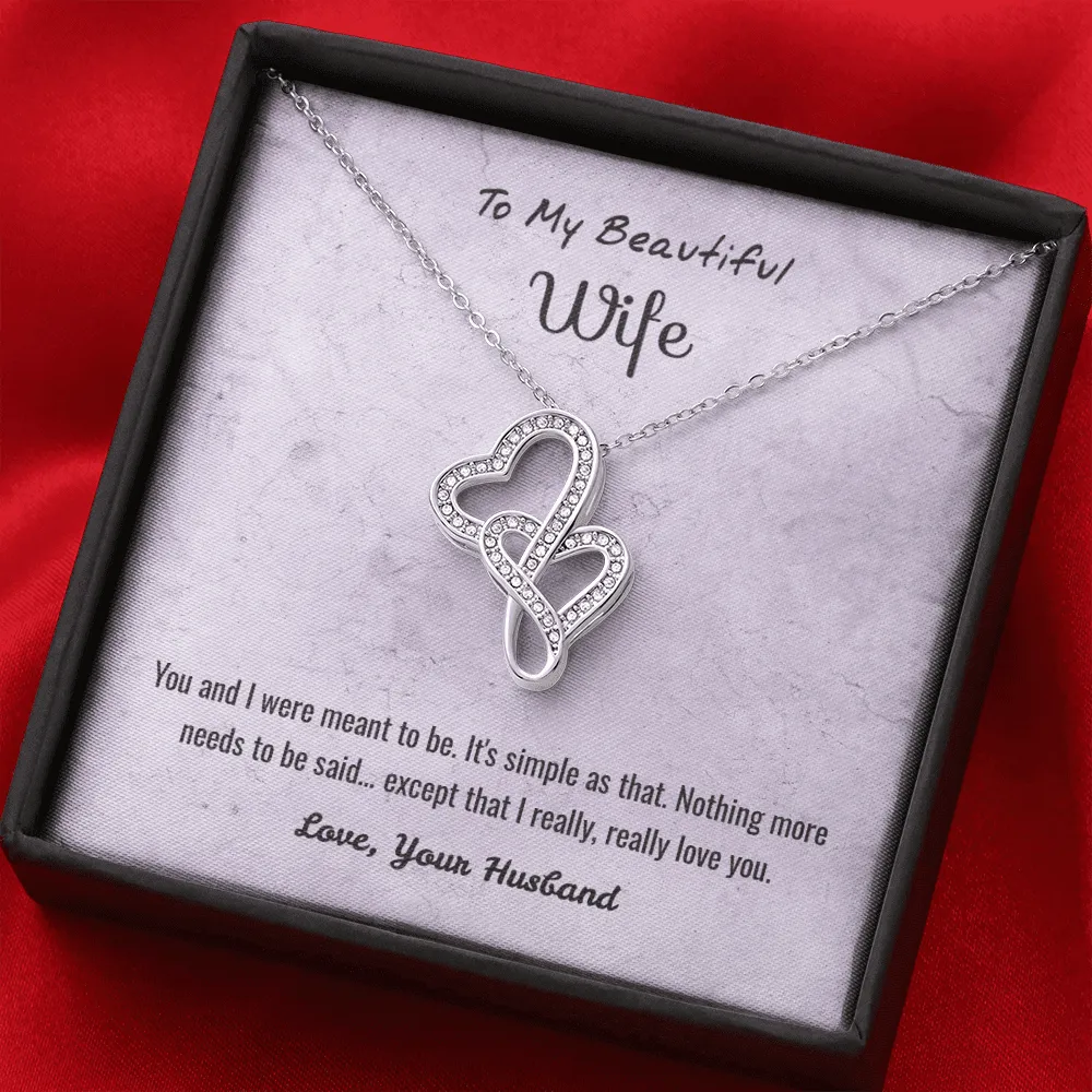 You and I Were Meant to Be - Double Hearts Necklace Message Card