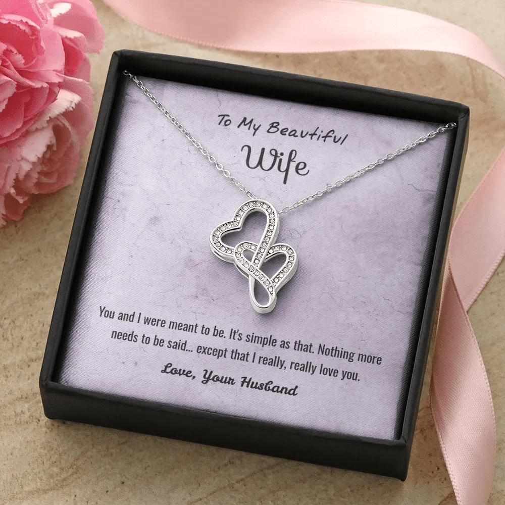You and I Were Meant to Be - Double Hearts Necklace Message Card