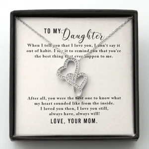 You're the best - Double Hearts Necklace for Daughter, From Mom