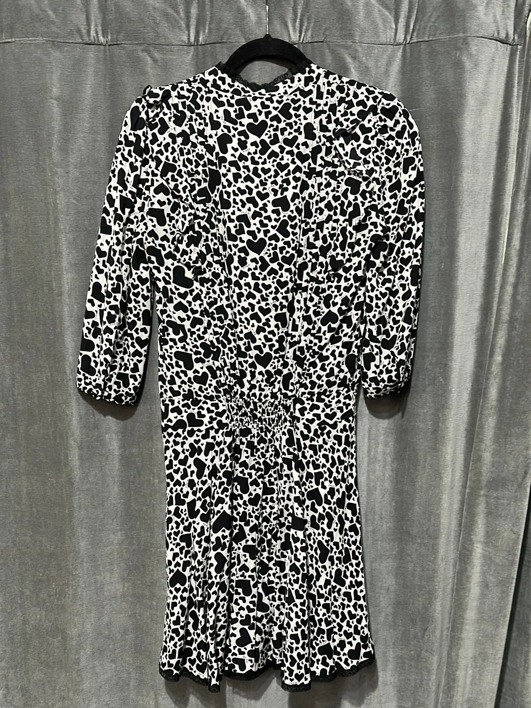 Zadig & Voltaire Black and White Heart Print Flair Bottom Dress