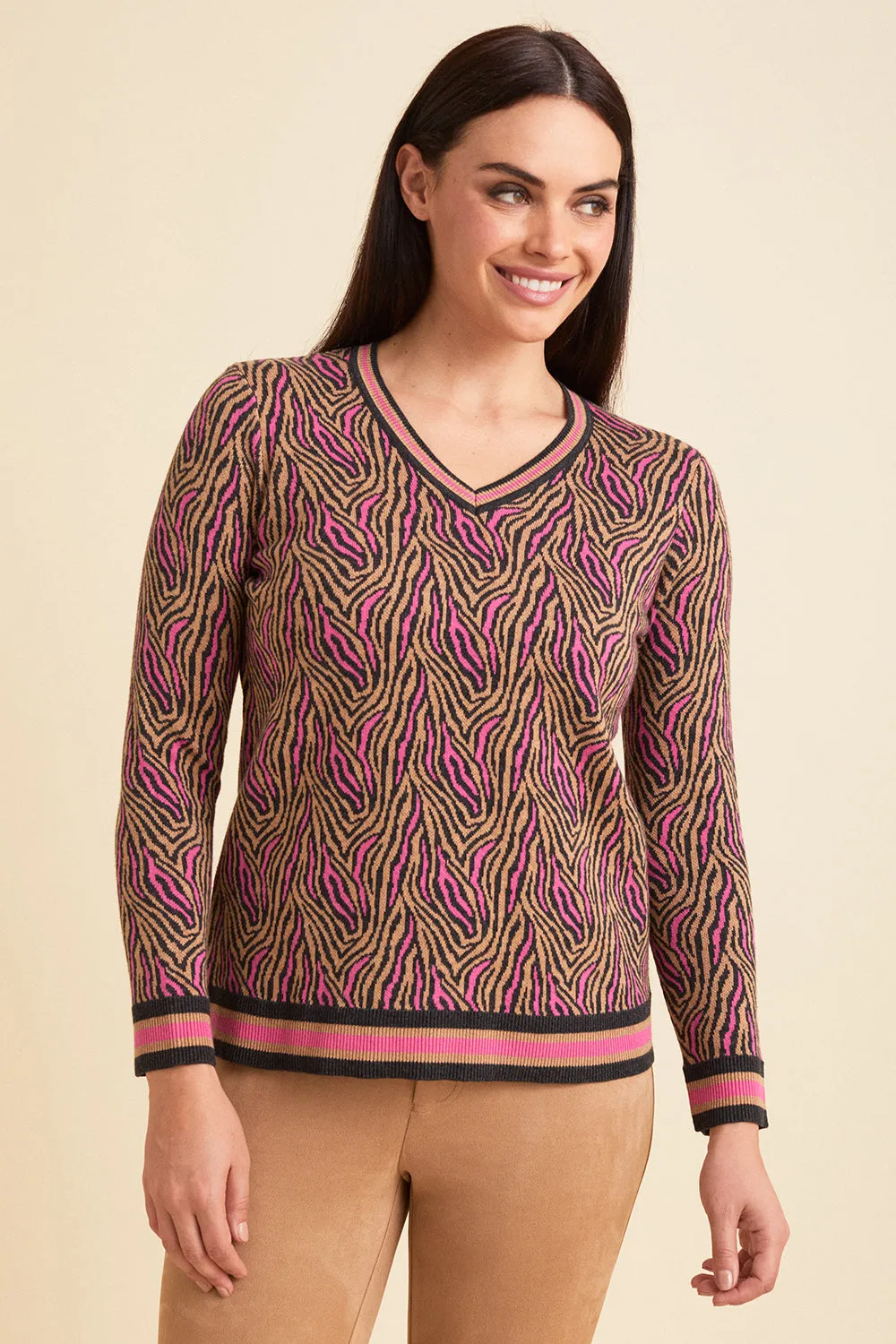 Zebra V Neck - Safari Bound: FINAL SALE