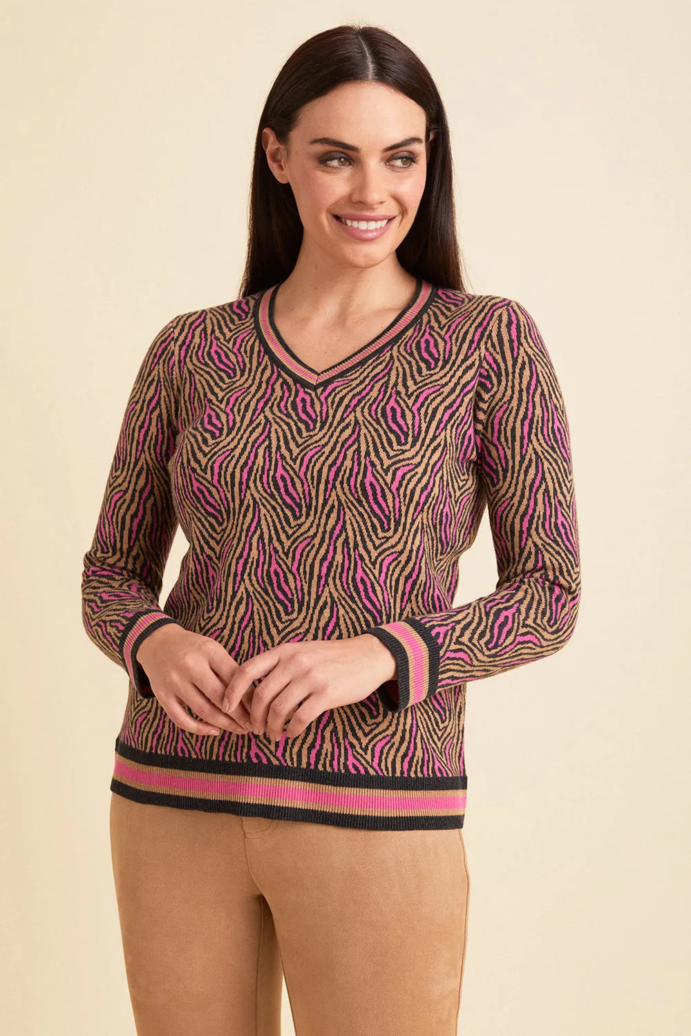 Zebra V Neck - Safari Bound: FINAL SALE