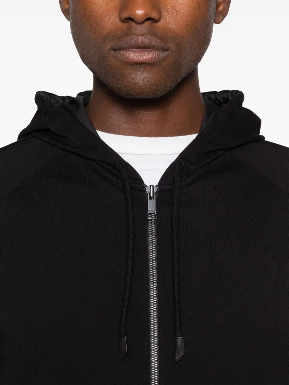 Zegna Zip-Up Hooded Jacket Black