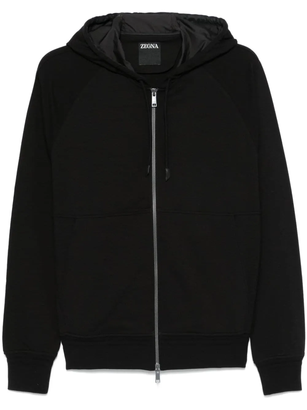 Zegna Zip-Up Hooded Jacket Black