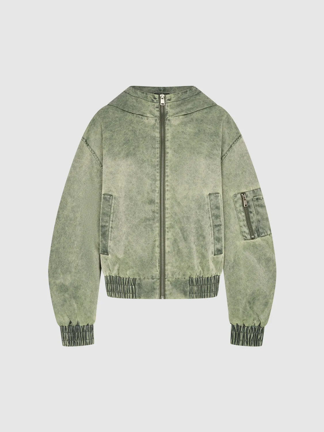 Zip Up Drawstring Hem Jackets