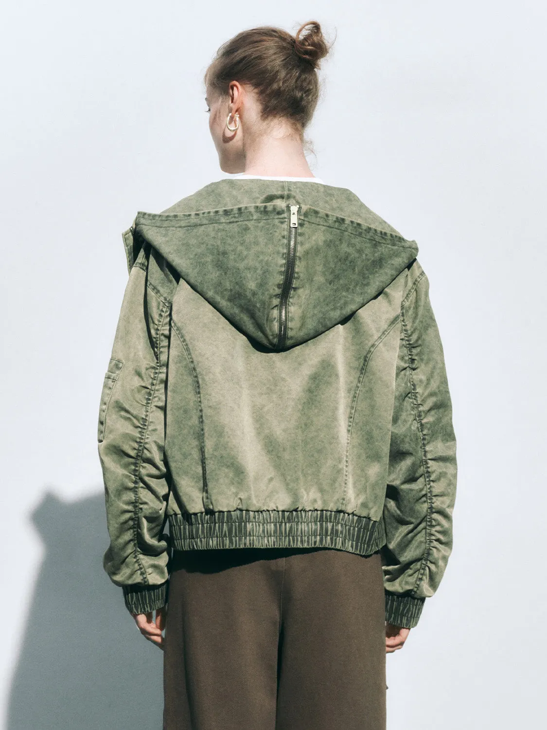 Zip Up Drawstring Hem Jackets