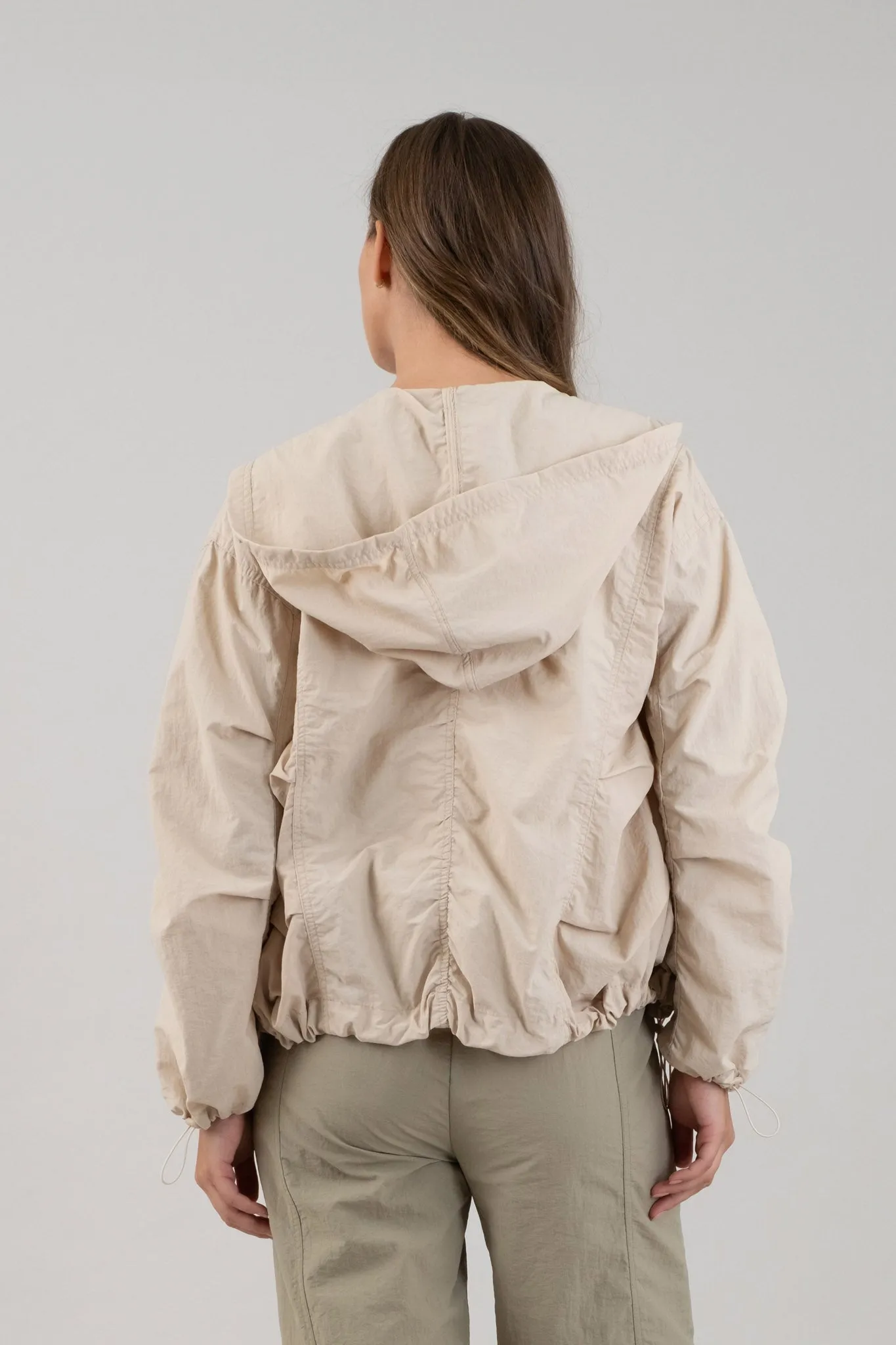 ZIP UP DRAWSTRING HOODED JACKET